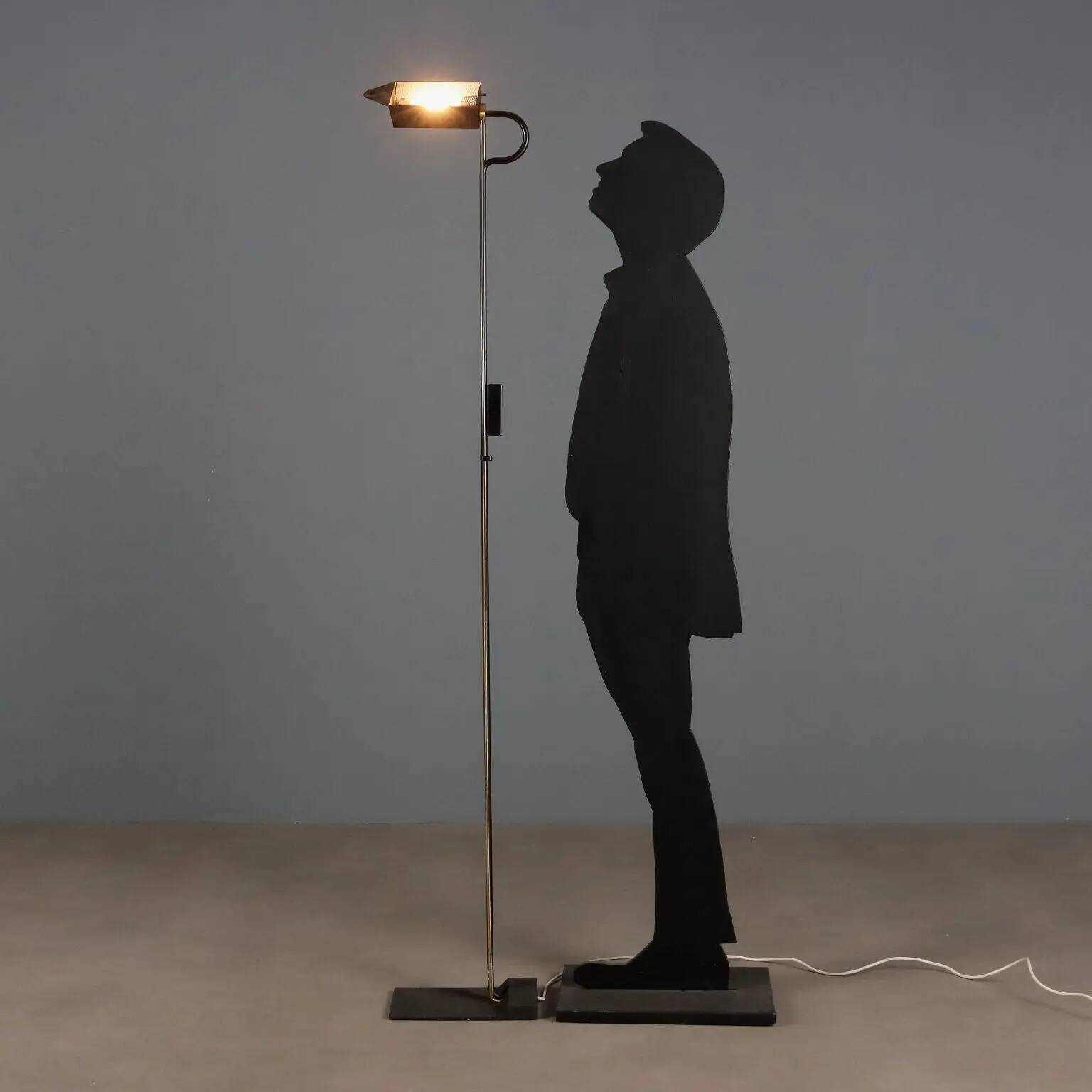 Vintage floor lamp in brass-plated metal, design, Italy, 1980s