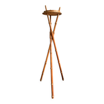 Sellette tripode pour plante, Napoleon III en bois façon bambou
