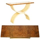 Large console in walnut, satinwood and oak by Andrew Varah.