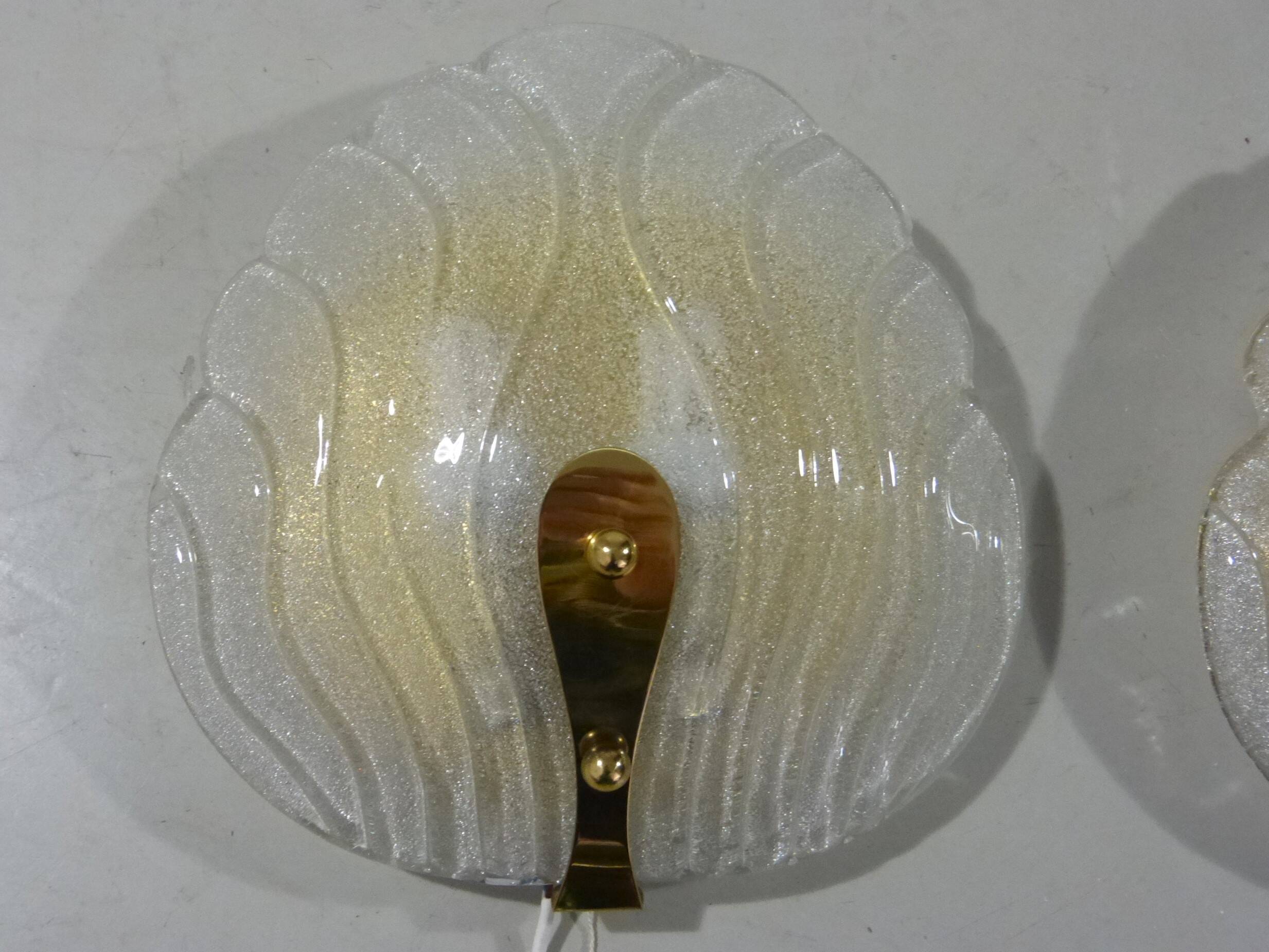 Set of 2 Murano glass wall lamps by Hillebrand 1960’s