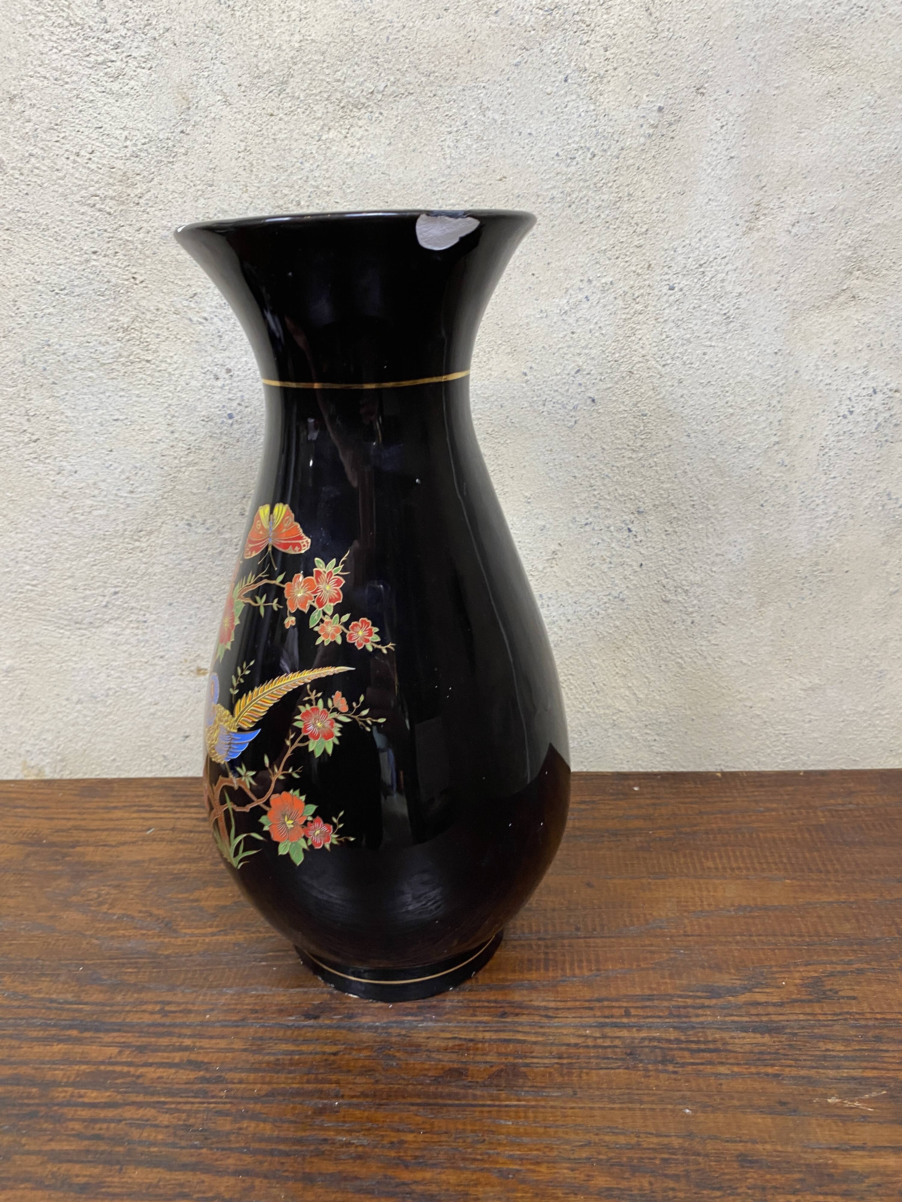 Japanese Asian vase XX black ceramic