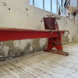 1950s oak bench with red patina, 2m