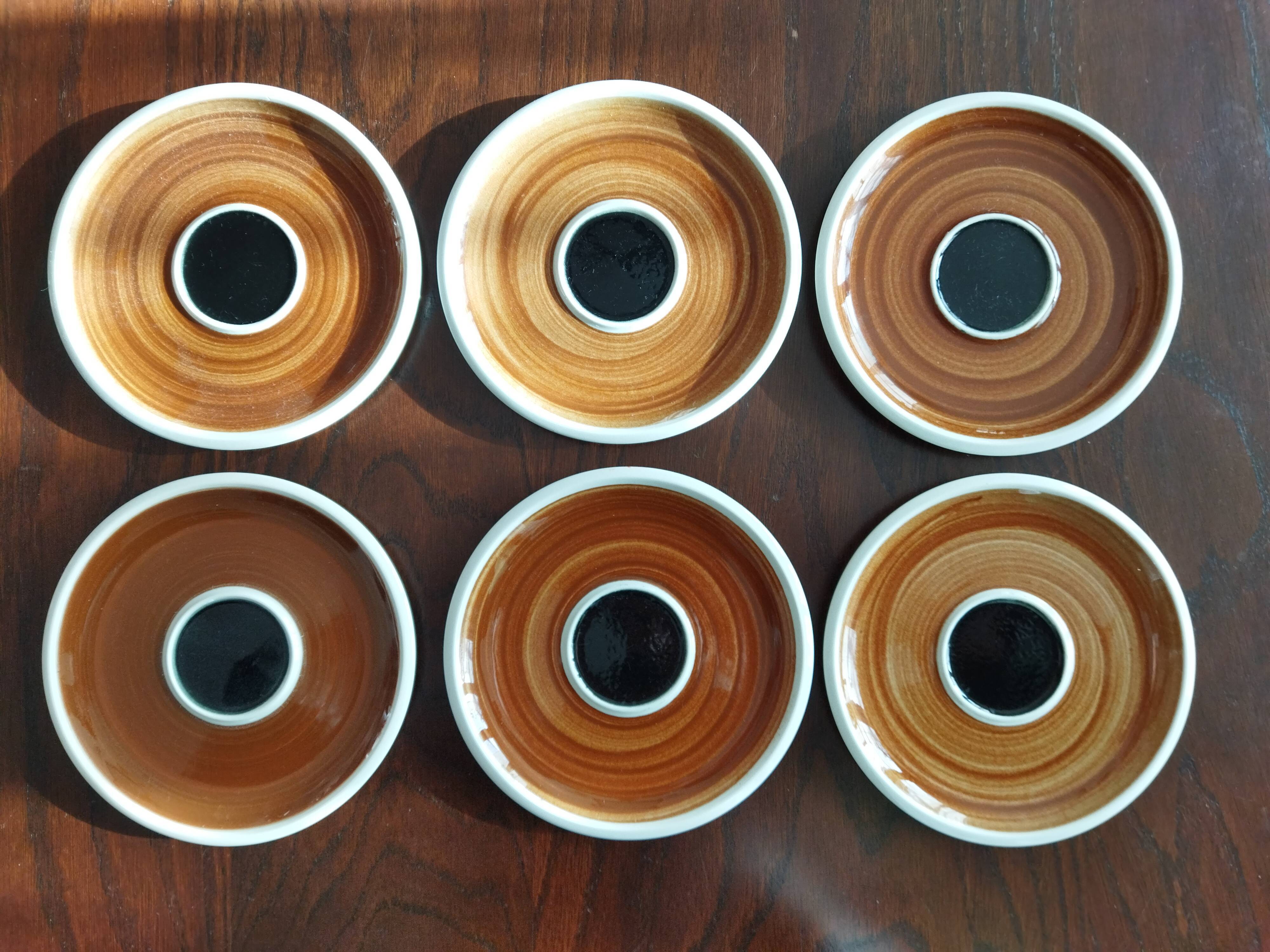 6 cups and cake plates Kimono Boch La Louvière