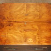 Military desk Harrods in Burr Yew wood with leather, country style.