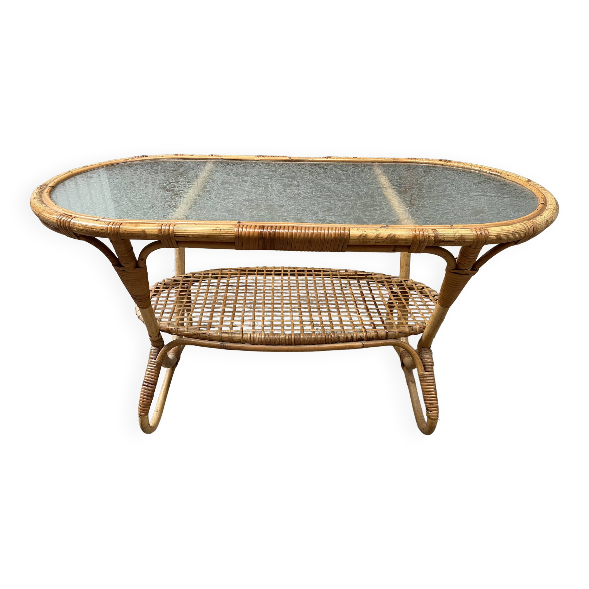 vintage coffee table from the 60s rattan