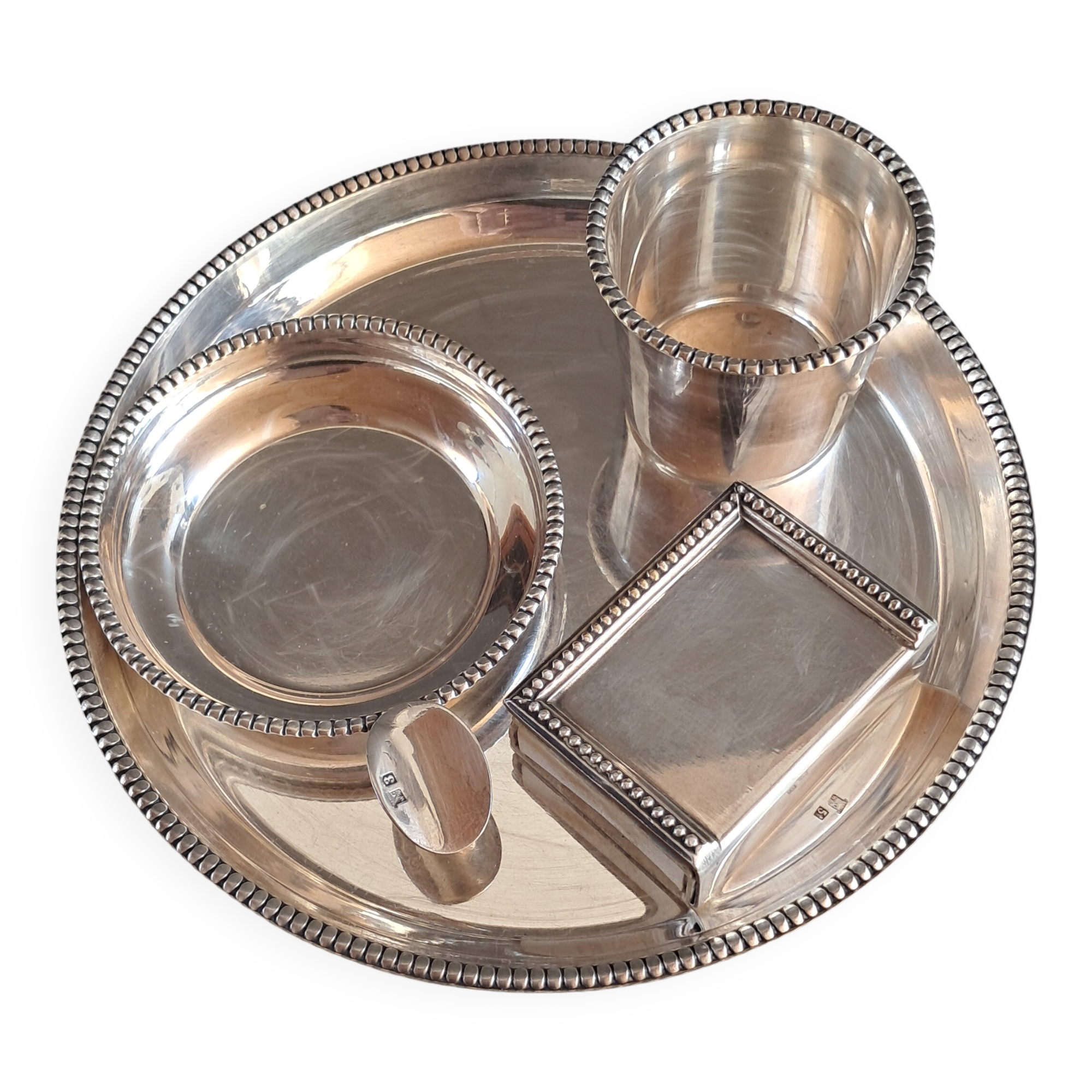 Vintage silver-plated smoker's or desk set – 4 pieces