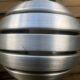 Polished steel pendant lamp with opaline cone 70s