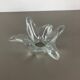 Large French Floral Crystal Glass Shell Bowl by Art Vannes, France, 1970s