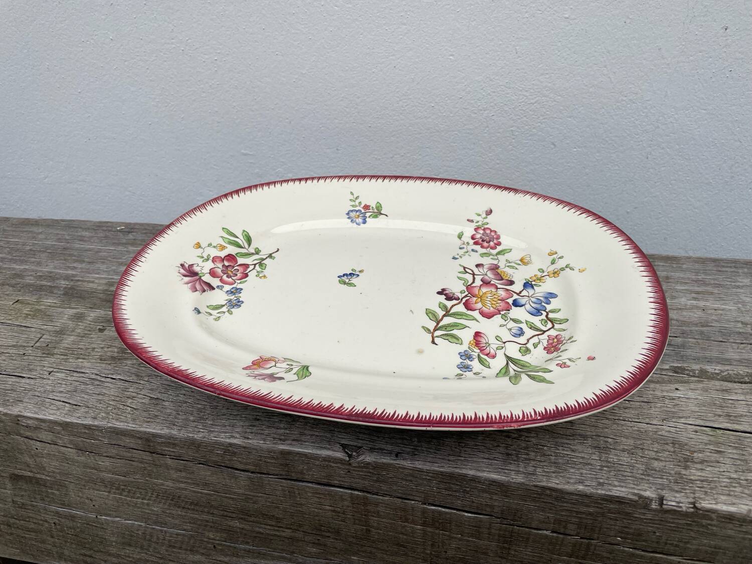 Strasbourg ironstone serving dish with Sarreguemines flowers