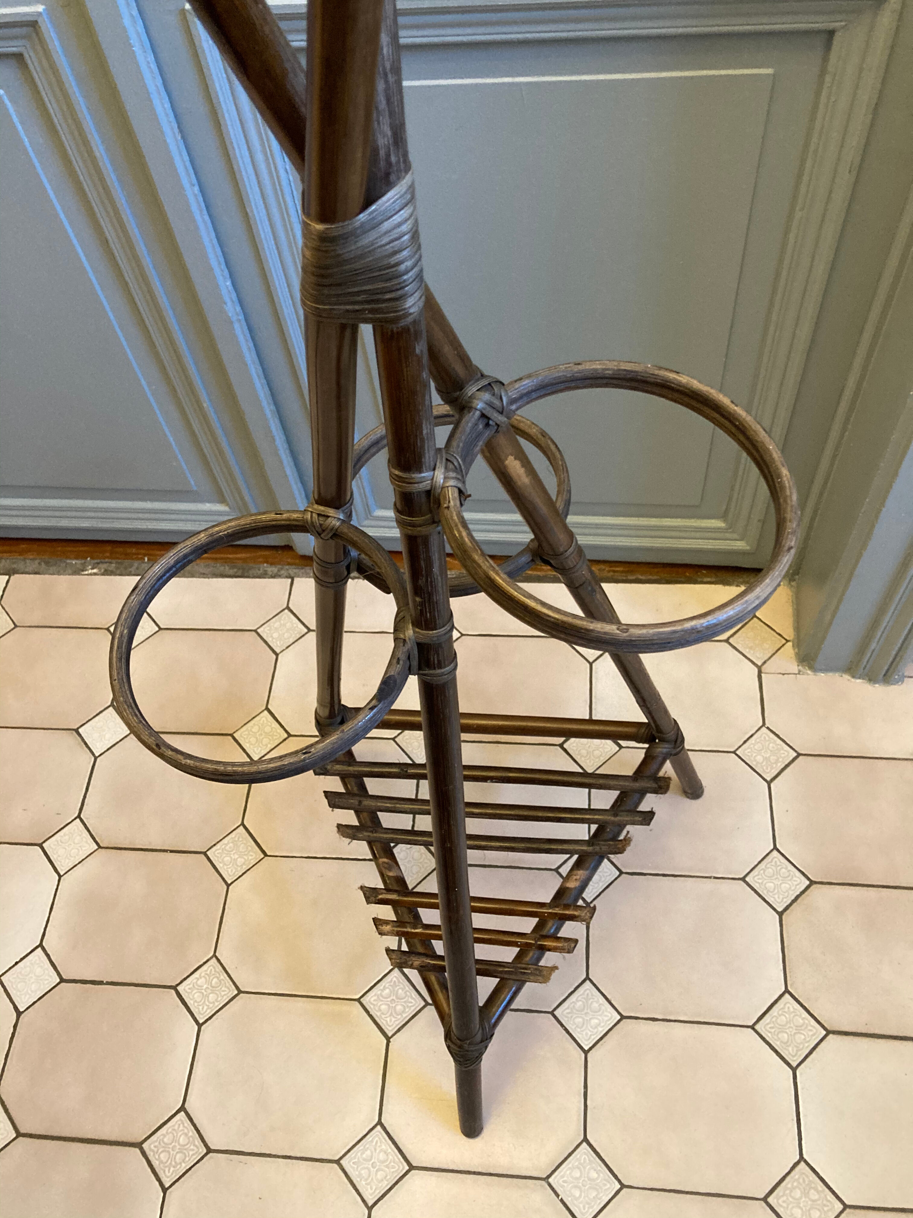 Vintage rattan plant holder