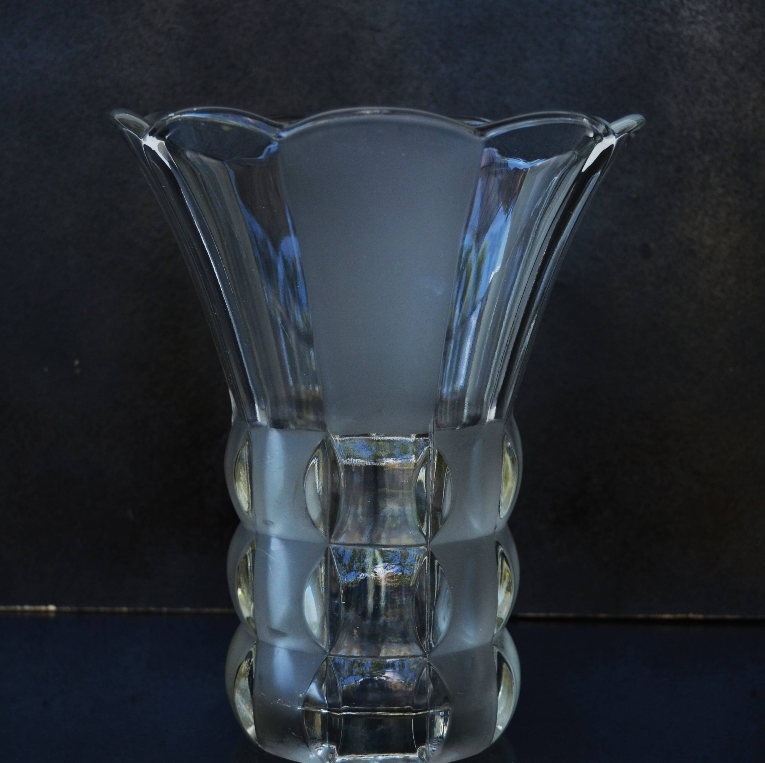 Art Deco Made in Czehoslovakia  Satin and Clear Glass - 22 cm tall