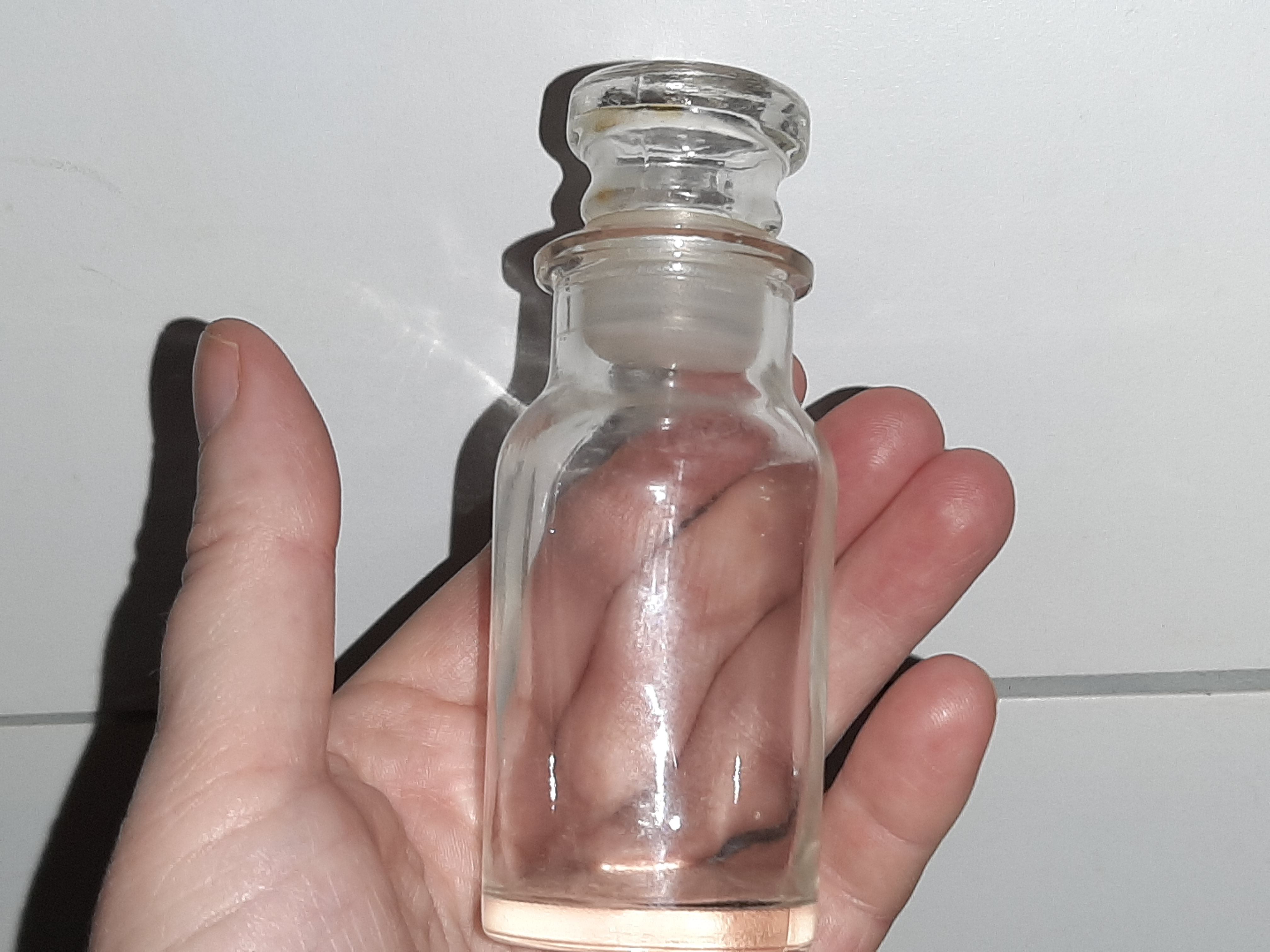 9 vintage thick glass spice bottles