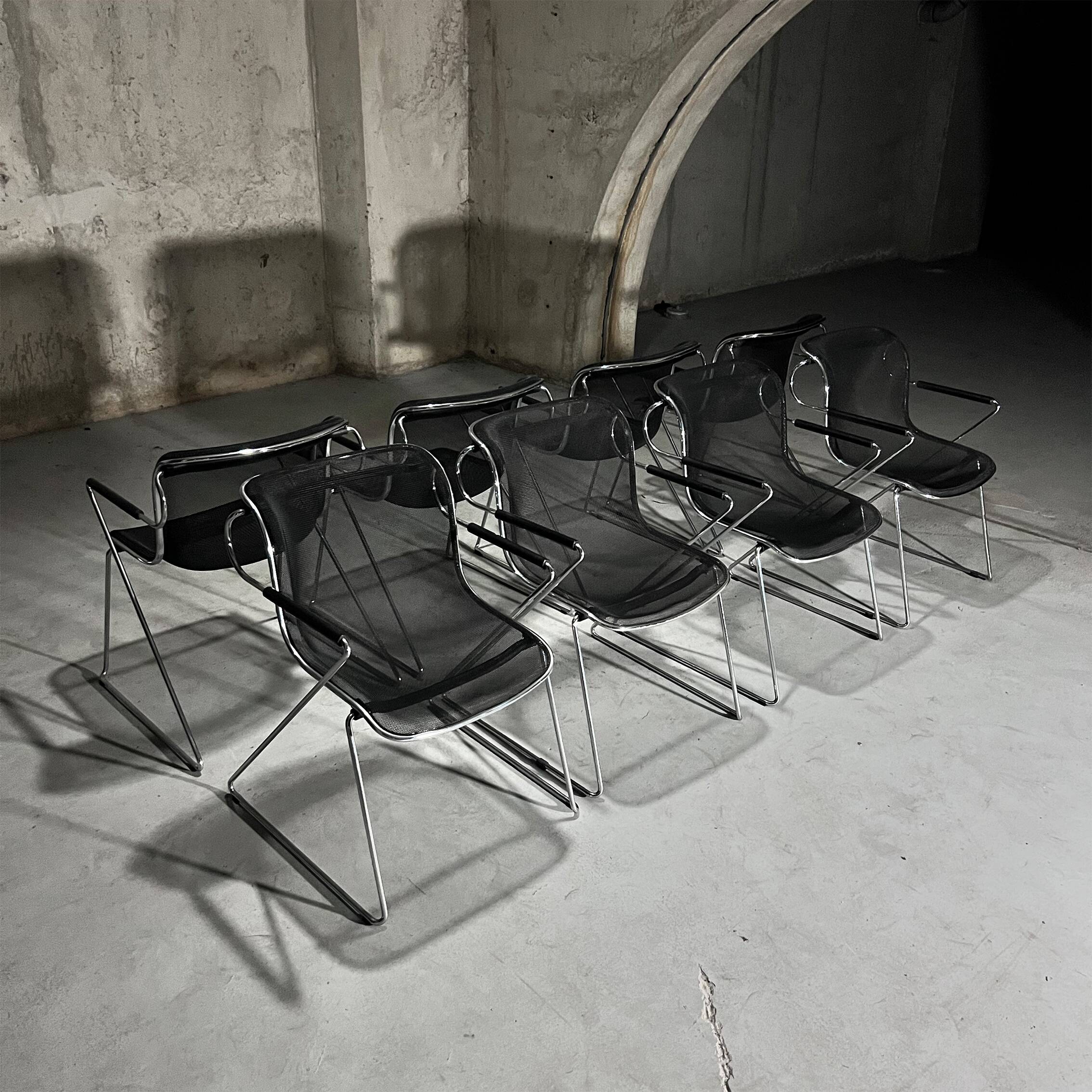 Set of 8 Penelope Chairs by Charles Pollock for Castelli, 1980s