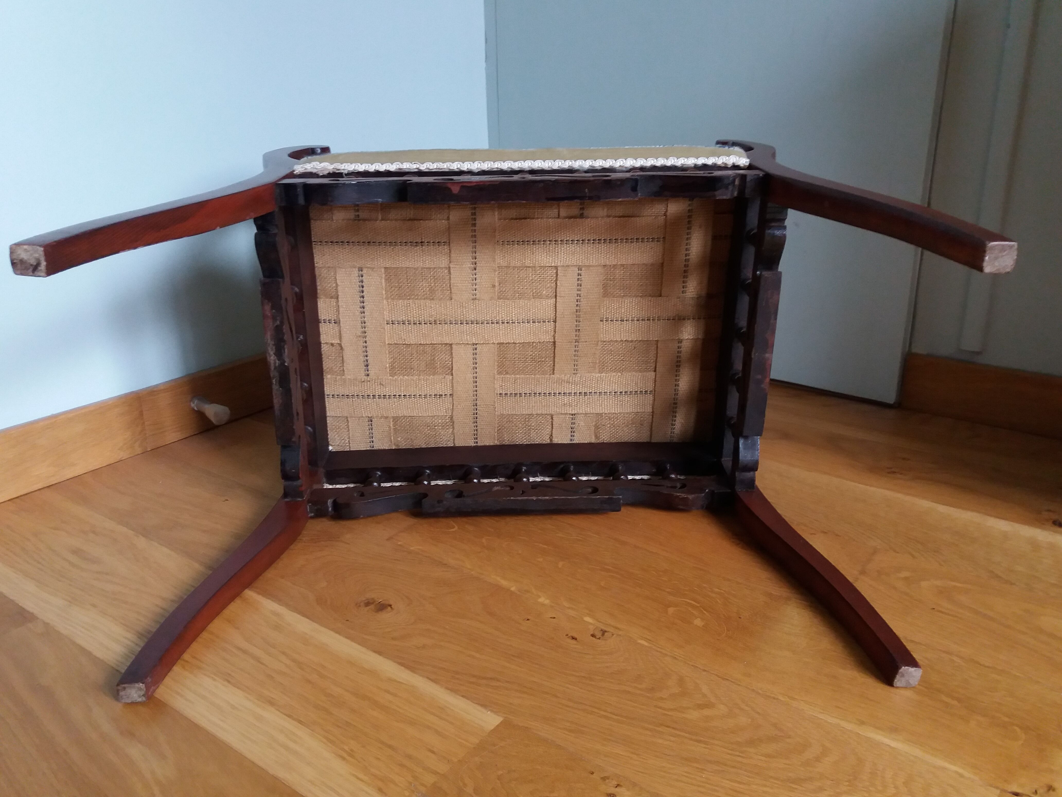 Piano bench stool upholstered canvas end of bed