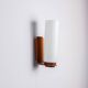 Cilindrical opal glass and bent wood wall lamp