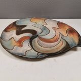 Large handmade decorated ceramic dish. Ruth Grønne Denmark 2001