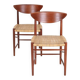 Set of 2 “316” teak/rattan chairs by Peter Hvidt & Orla Mølgaard Nielsen for Søborg Møbler / 1960s