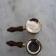 Antique brass salt and pepper shakers, Italy