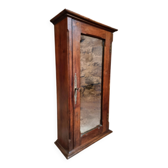 Antique French wall cabinet in walnut with mirror door – late 19th century