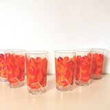 verres à fleur oranges années 70