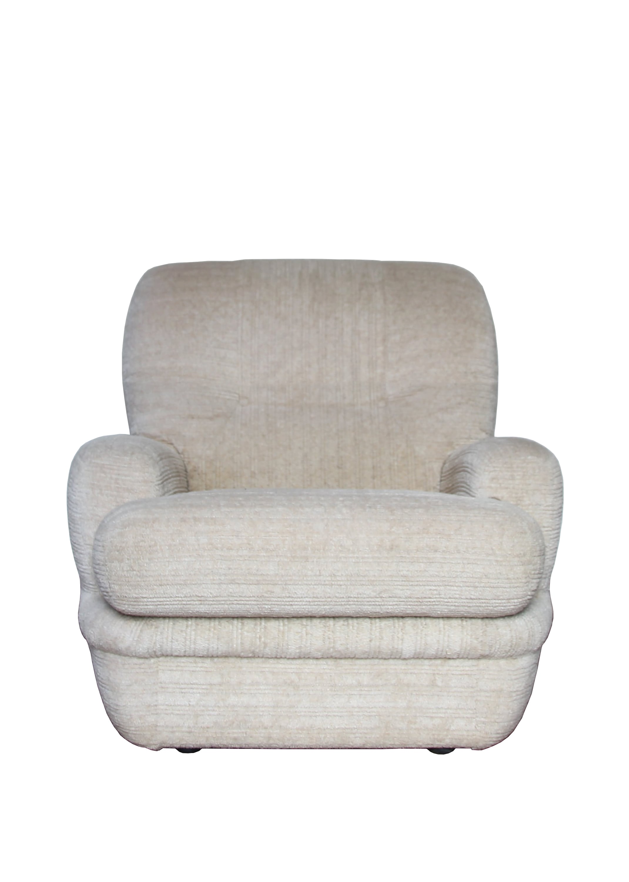 Pair of vintage armchairs in cream corduroy