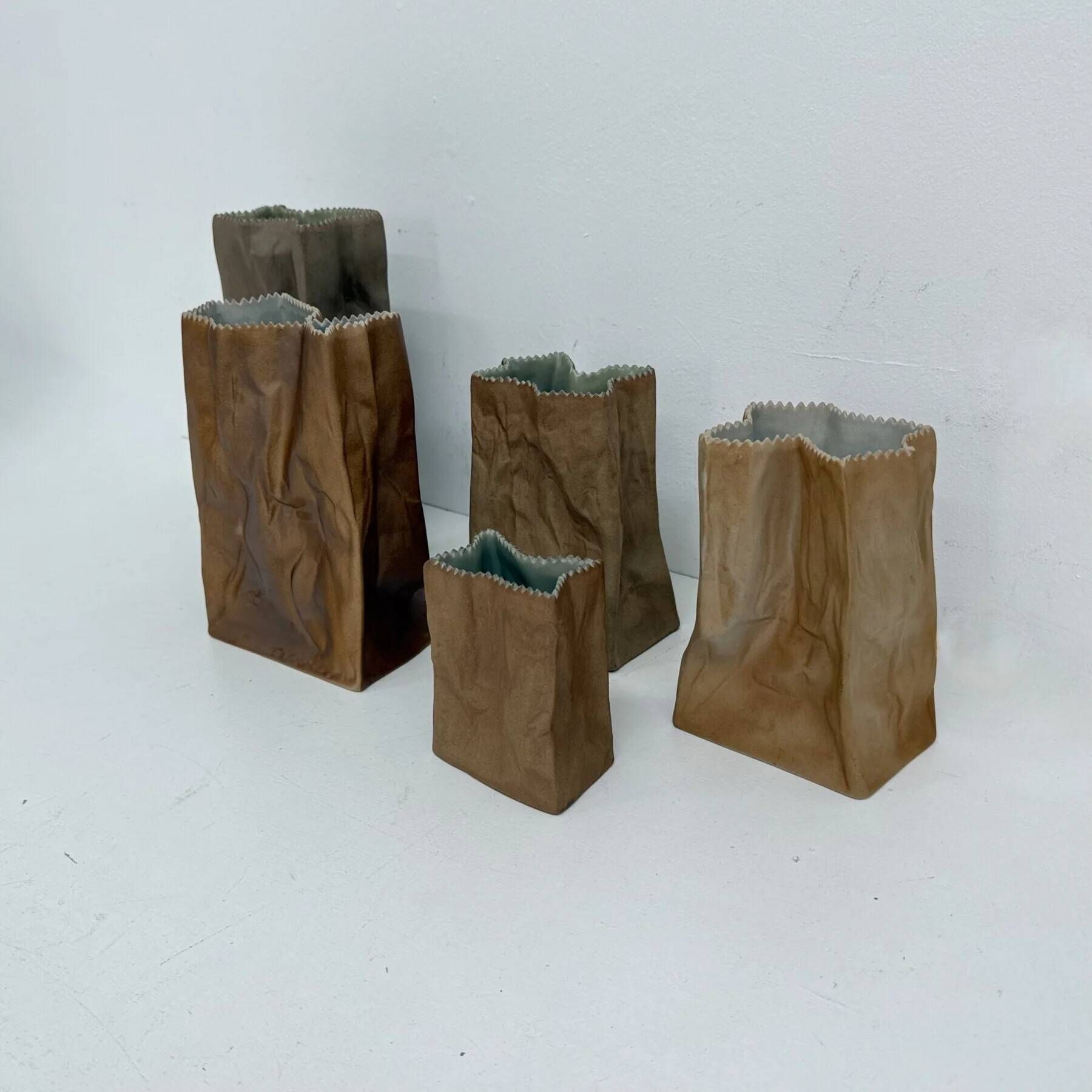 Set of 6 Rosenthal paper bag vases by Tapio Wirkkala, 1970s