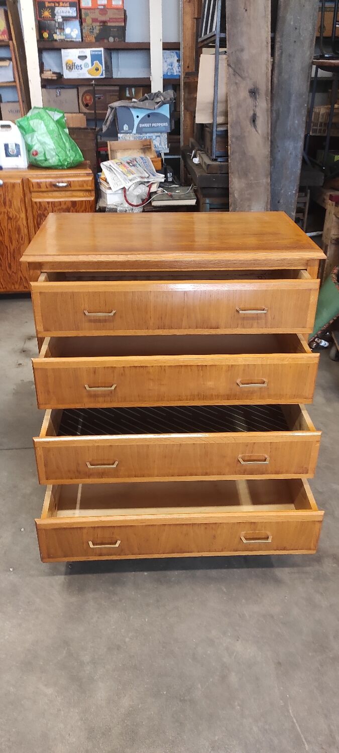 Vintage chest of drawers with 4 drawers, Scandinavian style compass feet
