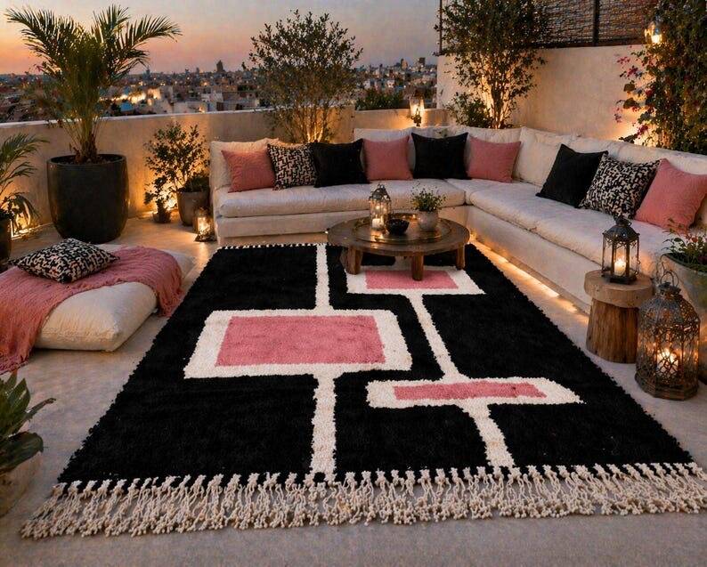 Tapis en laine naturelle tissé main artisanale taille 1,5/2,5 m