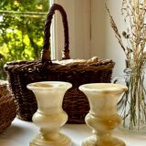 Pair of alabaster candlesticks