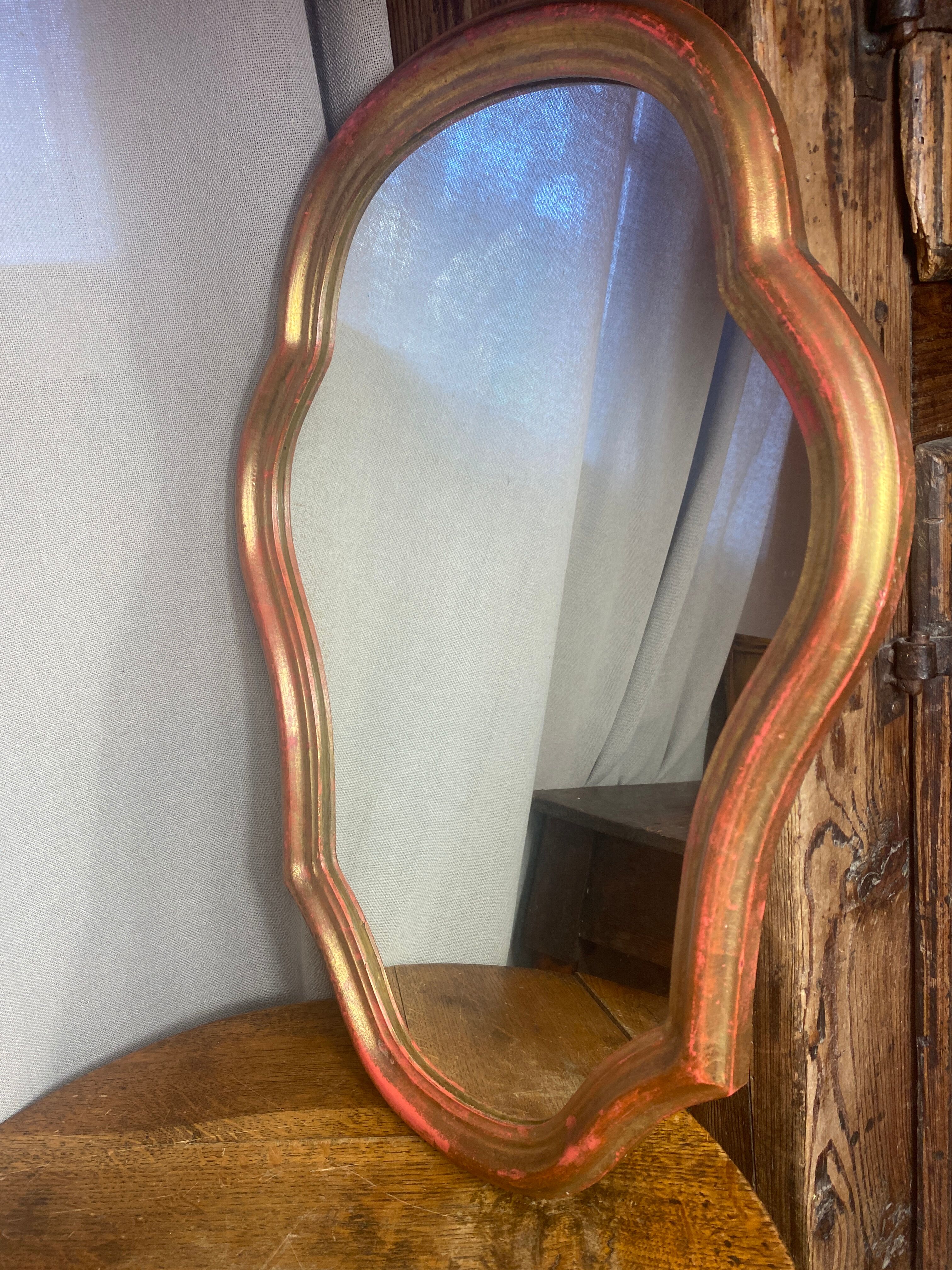 Golden wooden mirror
