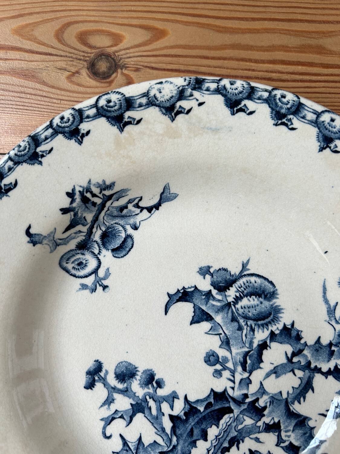 Set of 3 antique "Iron Earth" soup plates