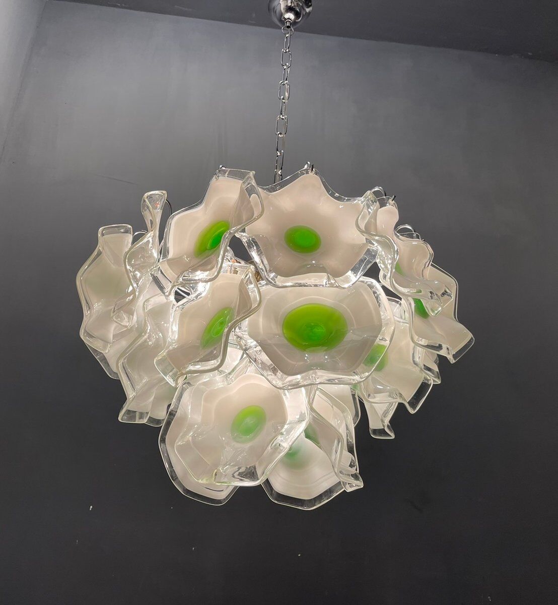 Italian murano glass disc chandelier, 1970s