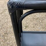 Blackened rattan shelf