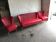1960s vintage lounge set in purple vinyl — 2-seater sofa and 2 armchairs