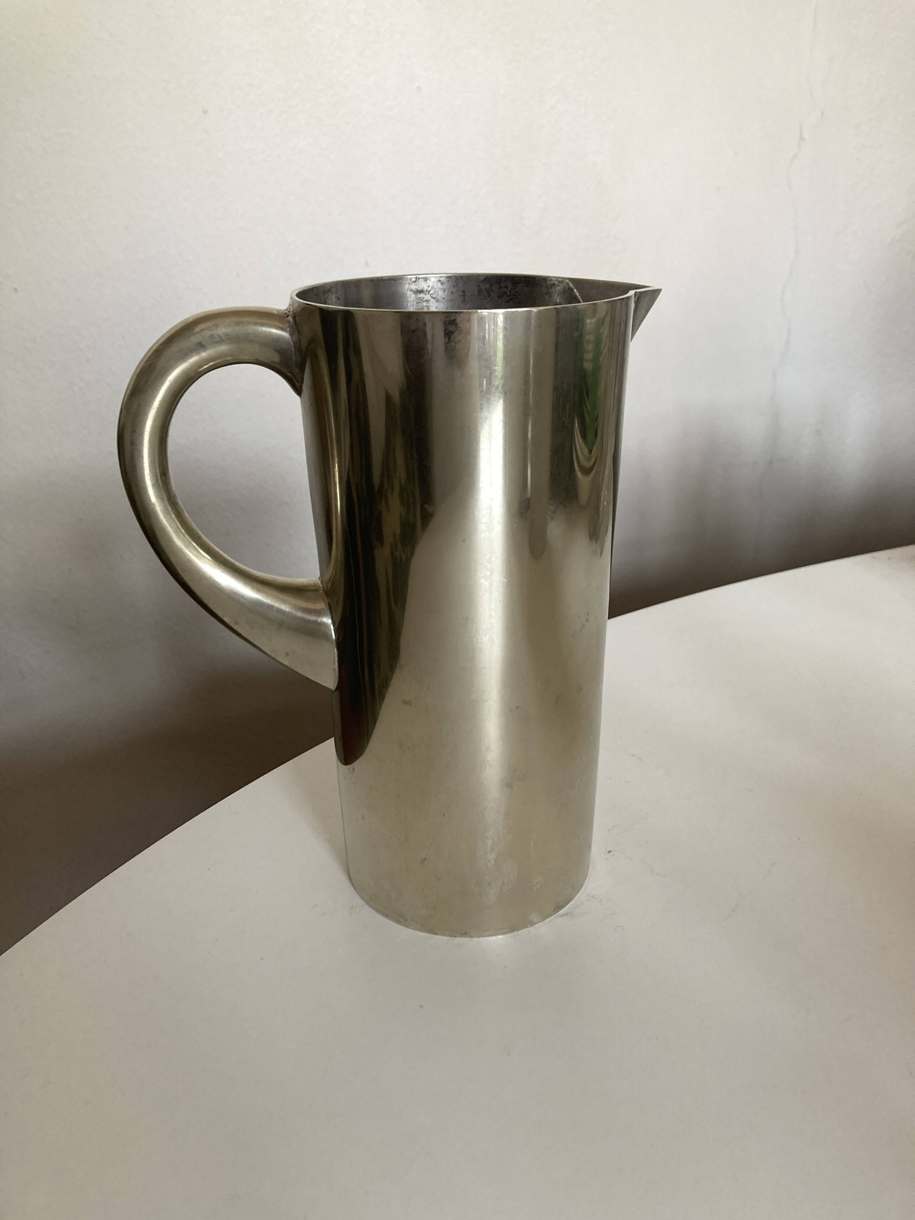 mid-century silver-plated steel vase 1970