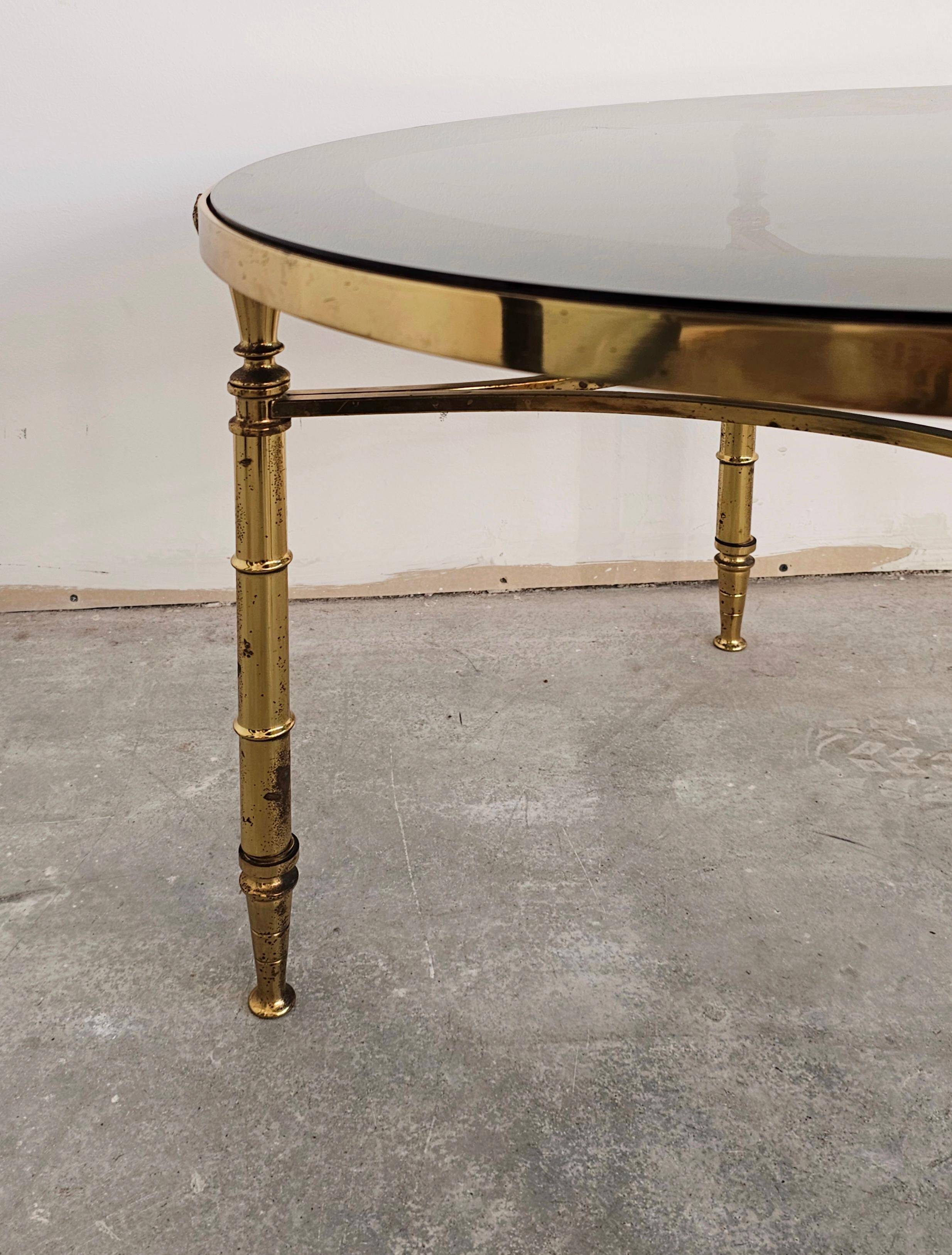 Circular bronze-gilded coffee tables Hollywood Regency Maison Charles