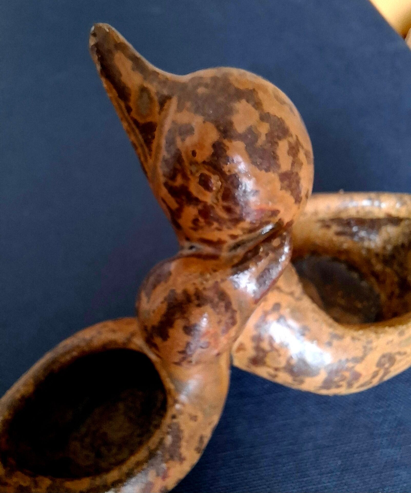Brown ceramic saleron André Bodin duck and duckling (20th century)