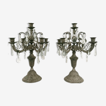 Pair of girandoles, chandeliers with tassels