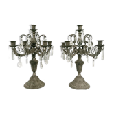 Paire de girandoles, chandeliers à pampilles