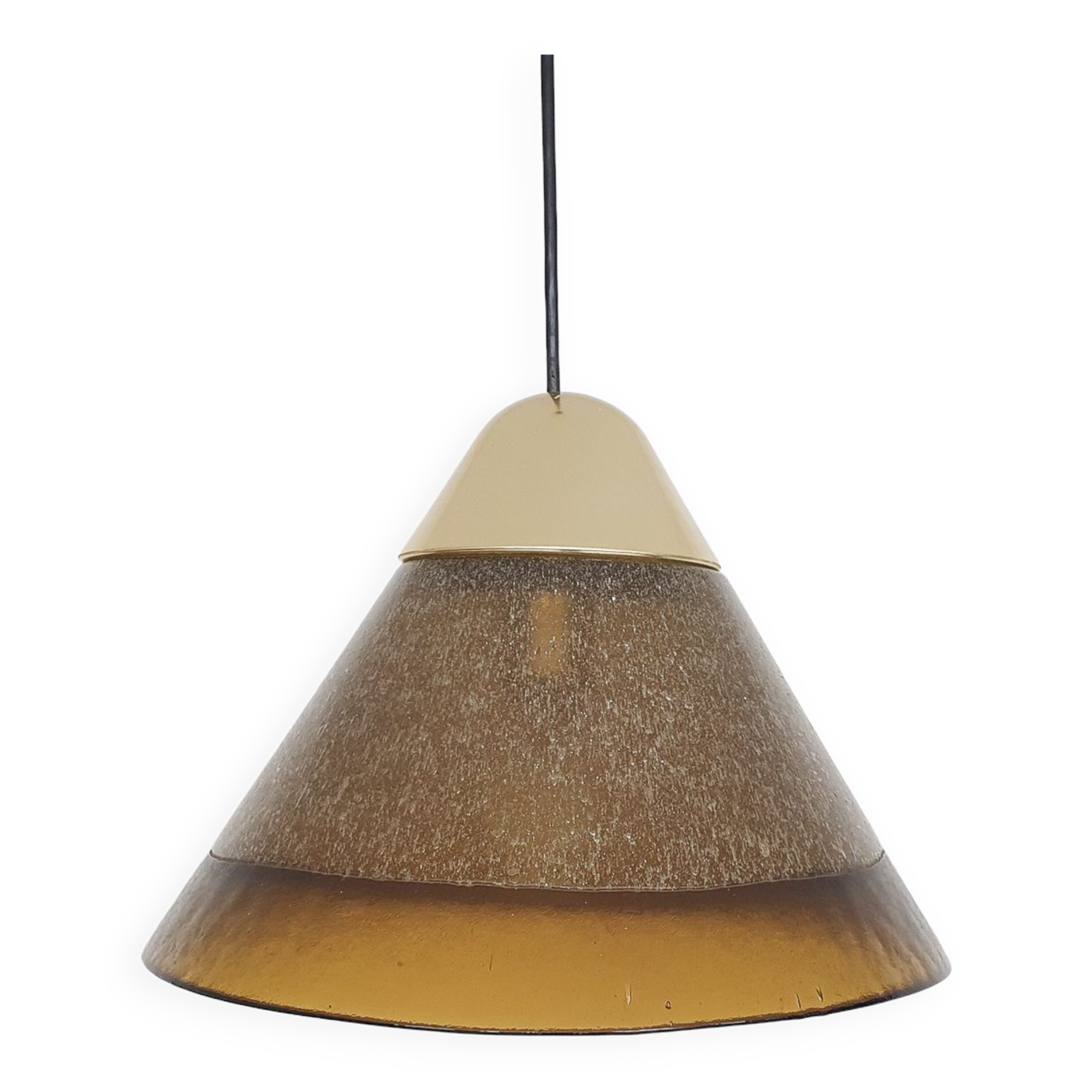 Brown bubble glass pendant light by Peill and Putzler, Germany 1960's