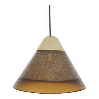 Brown bubble glass pendant light by Peill and Putzler, Germany 1960's