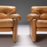 Stunning Coronado chairs in cognac leather by Afra & Tobia Scarpa - B&B Italia