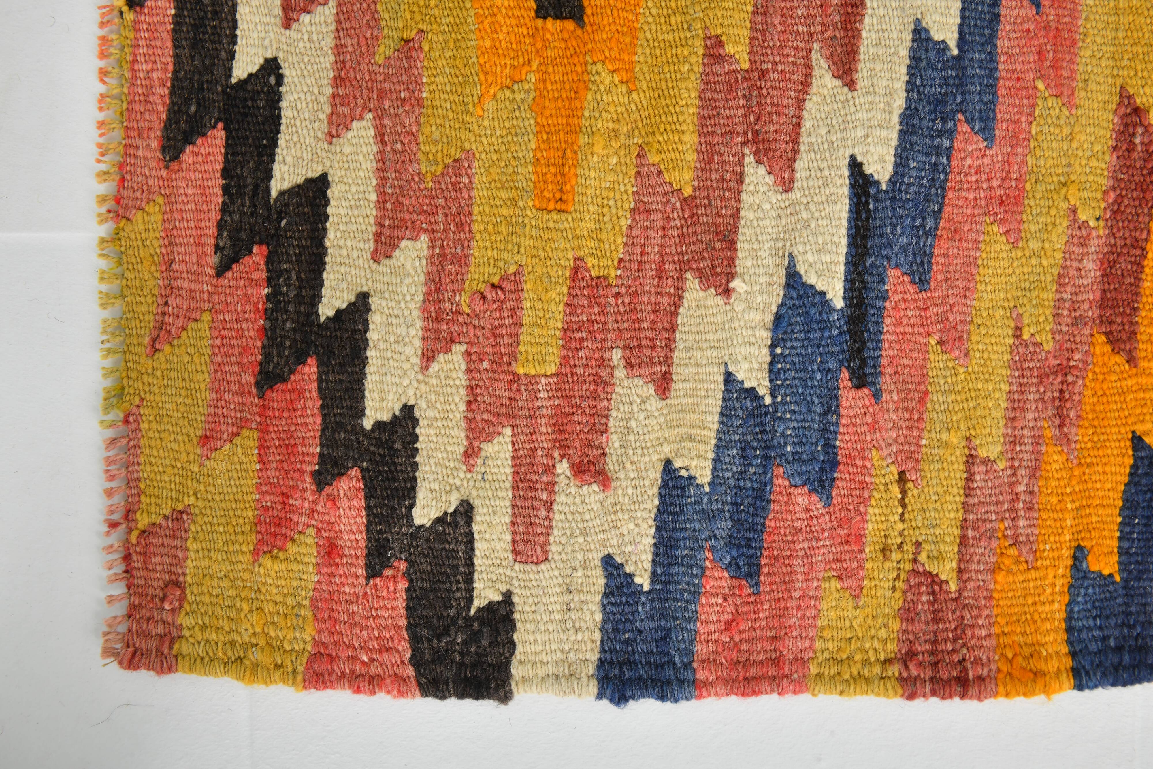 5x6 Turkish Hand Woven Multicolor Kilim Carpet Rug, 160x190 Cm