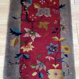 Antique Chinese carpet Art Deco handmade 64cm x 120cm 1920s, 1B876