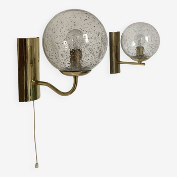 Pair of brass and glass wall lights
