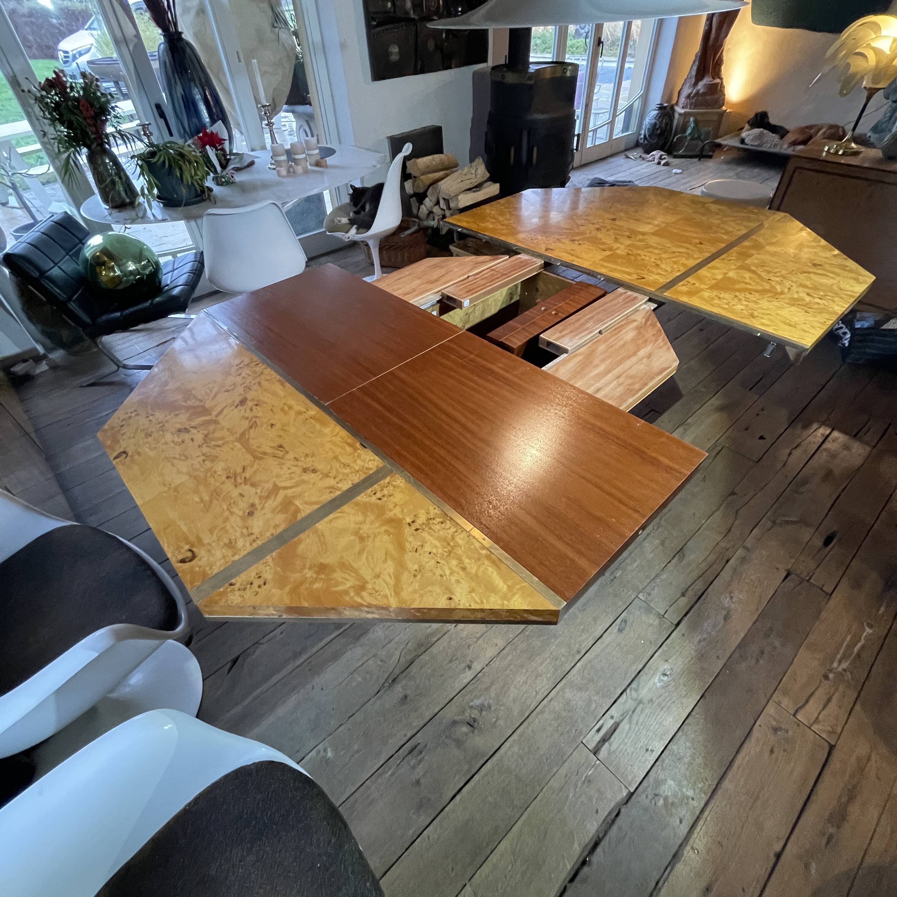 JEAN-CLAUDE MAHEY, Hollywood Regency dining table, extension leaves included.