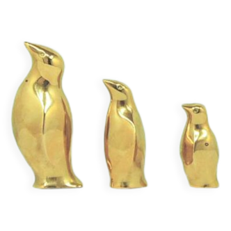 vintage set of x3 brass penguins