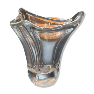 Vase en cristal moulé forme libre année 50 cristallerie Daum France