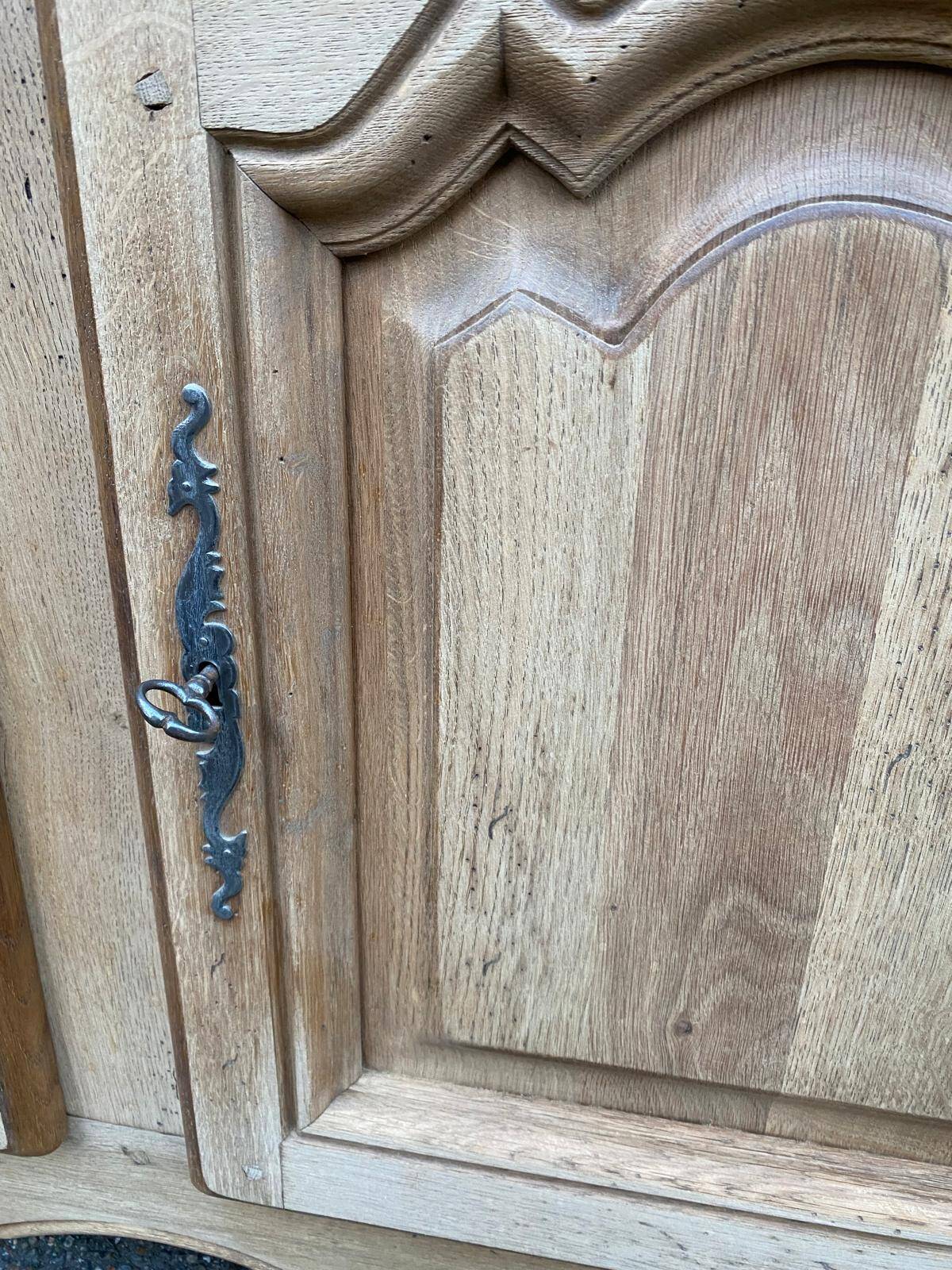Renovated sideboard in solid oak from the 19th century, 190cm.