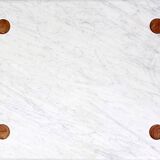 Unique rectangular Coffee Table in Marble and Teak Wood - Belgian creation